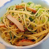 すし風味　さつま揚げと大根葉と茗荷の和風パスタ♪